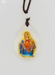 Medalla Gota de Vidrio - Sagrado Corazón de María - con Cordón