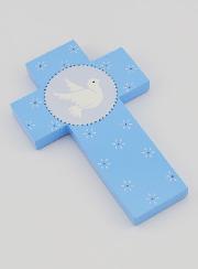Cruz Infantil Pomba do Espírito Santo Azul - 12 cm