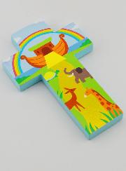 Cruz Infantil em Madeira Arca de Noé - 12 cm