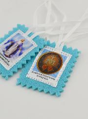 Escapulario de la Virgen Milagrosa de Tela Azul - 5 cm