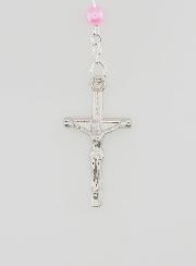 Terço de Lourdes em Pérolas de Madrepérola Rosa com Fecho