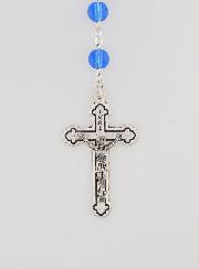 Rosario de Lourdes Via Crucis de Cuentas de Cristal Azul