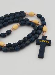 Rosario de Madera Oscura y Blanca - 50 cm