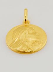 Medalla Virgen María Orando Bañada en Oro - 18 mm