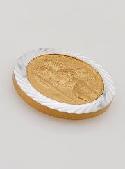 Placa Automóvil San Cristóbal Plateada y Dorada - 3.5 cm