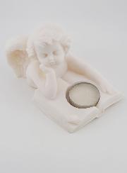 Estatuilla Portavelas Ángel Protector con el Libro de la Vida de Alabastro - 13cm,