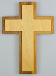 Cruz de Cristo de Madera Artesanal - 2 Tonos - 25 cm