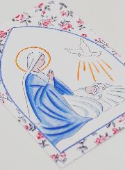 Estampa de Bautizo - Virgen María y Paloma