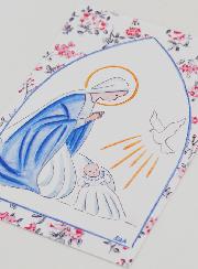 Estampa de Bautizo - Virgen María y Paloma