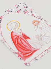 Estampa de Bautizo - Virgen María y Ángel de la Guarda - Rosas