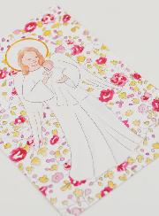 Estampa de Bautizo - Ángel de la Guarda Protector - Rosa