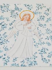 Estampa de Bautizo - Ángel de la Guarda Protector - Rosas Azules