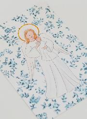 Estampa de Bautizo - Ángel de la Guarda Protector - Rosas Azules