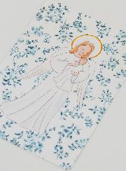 Estampa de Bautizo - Ángel de la Guarda Protector - Rosas Azules