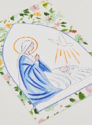 Estampa de Bautizo - Virgen María y Paloma del Espíritu Santo