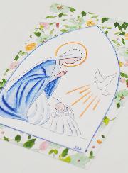 Estampa de Bautizo - Virgen María y Paloma del Espíritu Santo