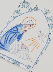 Estampa de Bautizo - Virgen María y Paloma del Espíritu Santo