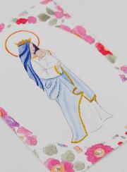 Estampa de Bautizo - Virgen Coronada con el Niño Jesús - Flore Rosas
