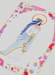 Estampa de Bautizo - Virgen Coronada con el Niño Jesús - Flore Rosas