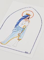 Cartão de Baptismo - Virgem Coroada com o Menino Jesus - Branco