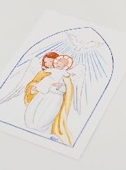 Cartão de Baptismo - Anjo Guardião Protetor e Espírito Santo - Branco