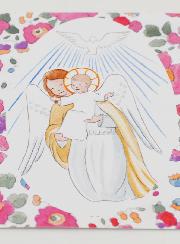 Estampa de Bautizo - Ángel de la Guarda Protector y Espíritu Santo