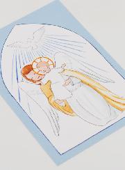 Estampa de Bautizo - Ángel de la Guarda Protector y Espíritu Santo - Azul