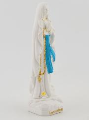 Estátua Virgem Maria de Lourdes com Terço Dourado - 10 cm