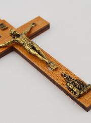 Crucifijo de Madera con las Apariciones de Lourdes - Oro 12 cm