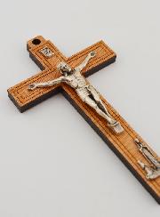 Crucifijo de Madera con las Apariciones de Lourdes - Plateado 12 cm