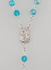 Terço Fashion de Lourdes em Contas de Cristal Azul - 60 cm