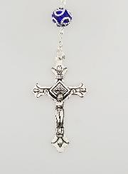 Rosario de Lourdes de Cuentas de Cristal Azul de Lourdes - 55 cm