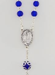 Rosario de Lourdes de Cuentas de Cristal Azul de Lourdes - 55 cm