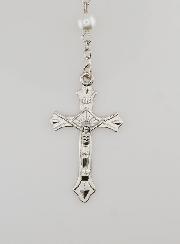 Rosario de Cuentas Blancas - Medalla de Lourdes - 60 cm