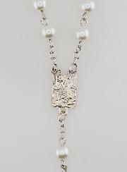 Rosario de Cuentas Blancas - Medalla de Lourdes - 60 cm