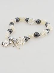 Pulsera Decenario Perlas Negras y Pulsera Rosa Nacarada