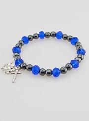 Pulsera Religiosa y Perlas Negras y Azules