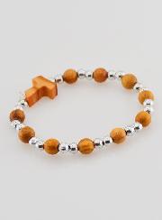 Pulsera Religiosa Infantil Cruz de Tau y Perlas de Plata