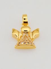 Colgante Ángel de la Guarda Chapado en Oro y Diamantes Strass - 15 mm