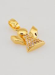 Colgante Ángel de la Guarda Chapado en Oro y Diamantes Strass - 15 mm
