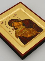 Ícono Virgen de la Ternura sobre Lámina de Oro