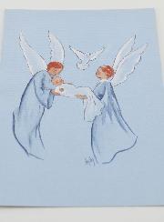 Estampa de Bautizo - Ángel y Espíritu Santo - 10 X 15 cm