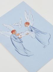 Estampa de Bautizo - Ángel y Espíritu Santo - 10 X 15 cm
