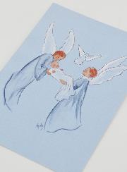 Estampa de Bautizo - Ángel y Espíritu Santo - 10 X 15 cm