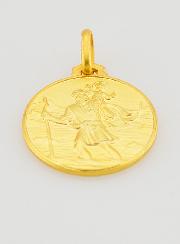 Medalha de Batismo São Cristóvão Banhada a Ouro