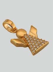 Pingente Medalha de Batismo Anjo da Guarda Banhado a Ouro e Diamantes
