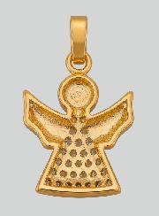 Pingente Medalha de Batismo Anjo da Guarda Banhado a Ouro e Diamantes