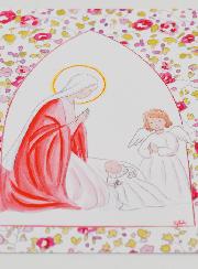 Imagem de Batismo - Virgem Maria e Anjo da Guarda - Rosa