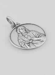 Medalha de Baptismo Sagrado Coração de Jesus em Prata - 18 mm
