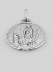 Medalha de Baptismo Nossa Senhora de Lourdes em Prata Maciça